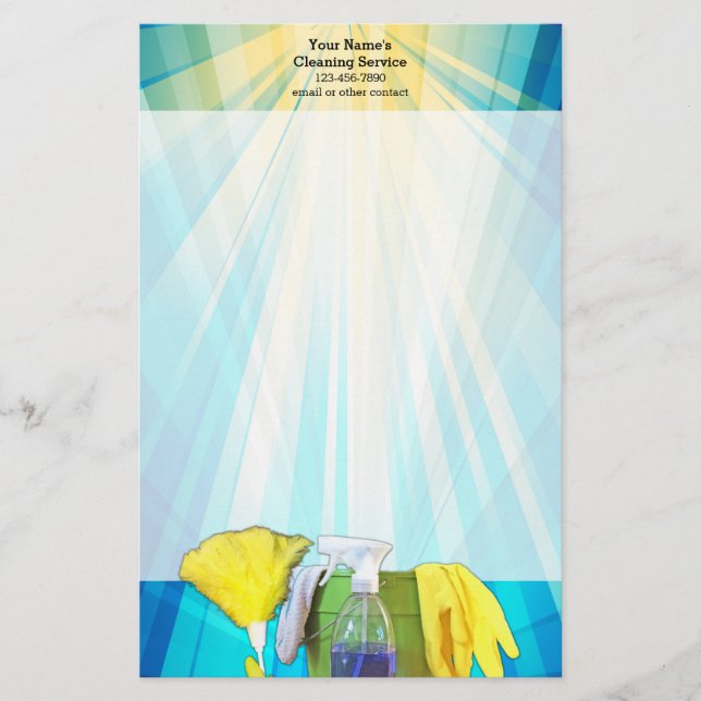 Vibrant Rays Custom Cleaning Service Business Stationery (Front)