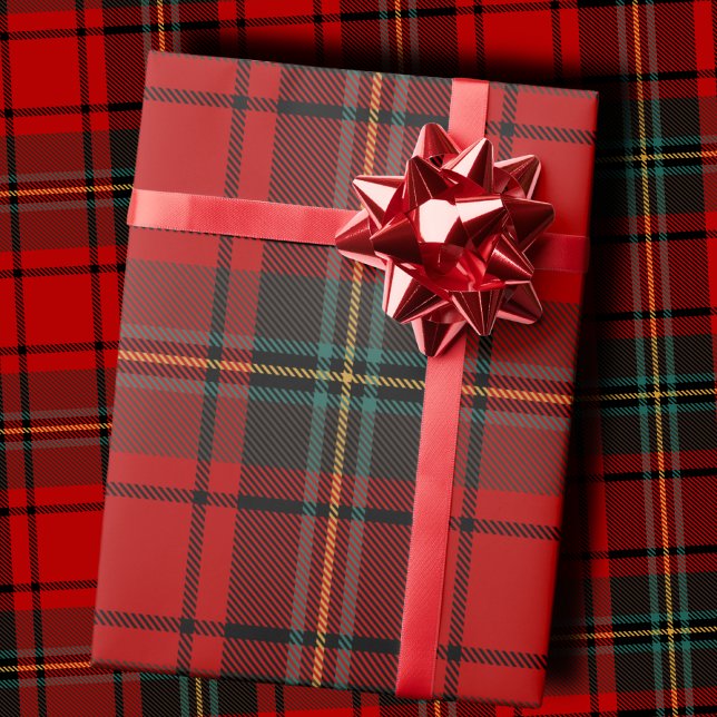 Vibrant Red and Black Scottish Tartan Plaid Wrapping Paper (Creator Uploaded)