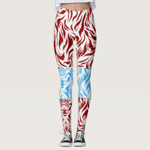 Vibrant Red and Blue Abstract Swirl Pattern Leggin Leggings