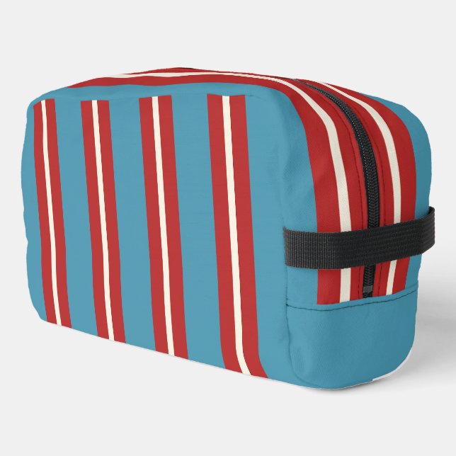 Vibrant Red and Blue Striped Pattern Modern Design Dopp Kit (Left Corner)
