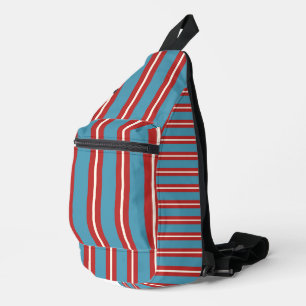 Vibrant Red and Blue Striped Pattern Modern Design Sling Bag