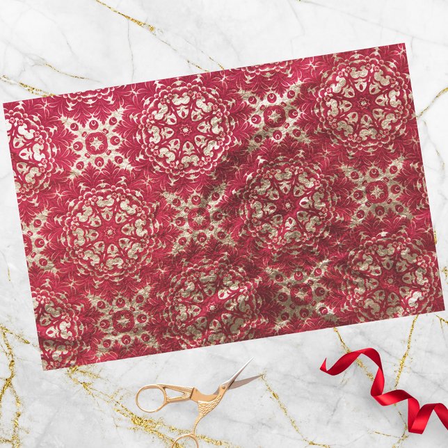 Vibrant Red and Gold Classic Damask Pattern Tissue Paper (Creator Uploaded)