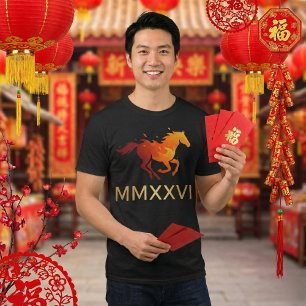 Vibrant Red and Gold Fire Horse T-Shirt