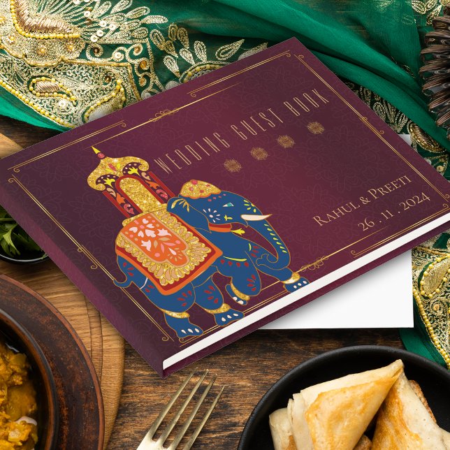 Vibrant Red and Gold Indian Wedding Keepsake Guest Book (Vibrant Red and Gold Indian Wedding Keepsake Guest Book)