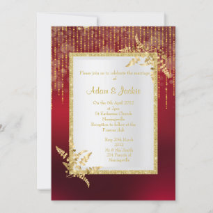 Vibrant red and gold leaf ELEGANT WEDDING Invitation