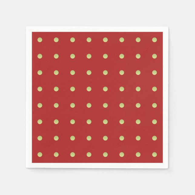 Vibrant red and golden polka dot pattern napkin (Front)