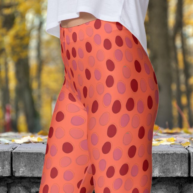 Vibrant Red and Tomato Red Polka Dot Pattern Leggings (Reds on Tomato Red Leggings)