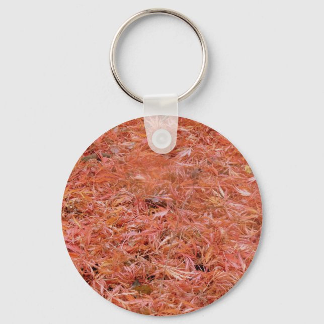 Vibrant Red Autumn Leaves Keychain (Front)