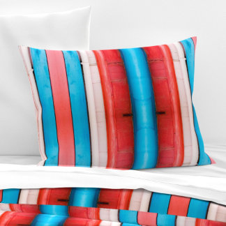 Vibrant red, blue and pink stripes L-size pattern Pillowcase
