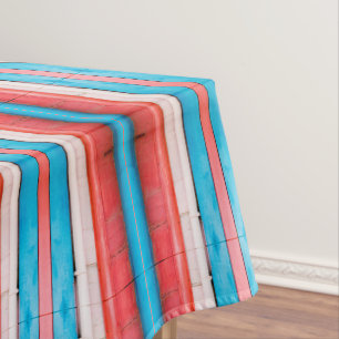 Vibrant red, blue and pink stripes pattern tablecloth