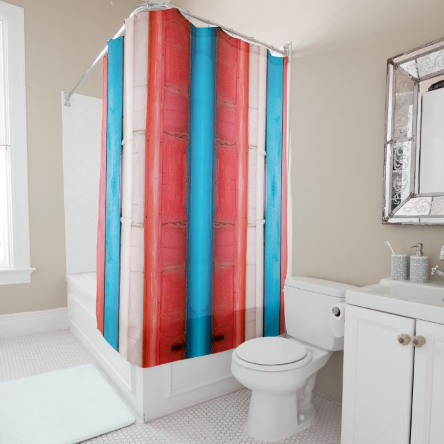 Vibrant red, blue and pink stripes XL-size pattern (In Situ)
