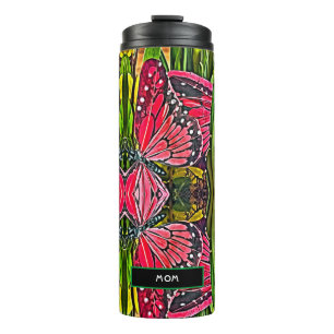 Vibrant Red Butterflies  Thermal Tumbler