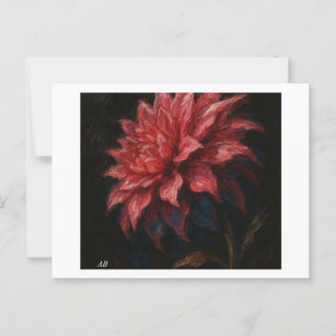 Vibrant Red Dahlia in Darkness,  Postcard