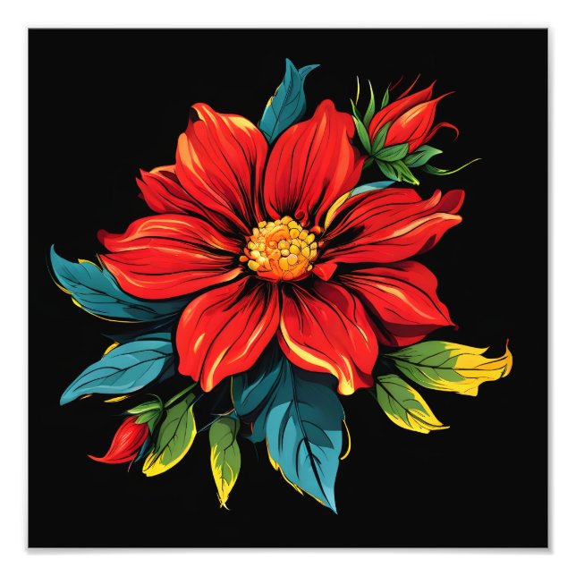 Vibrant Red Dahlia Photo Print (Front)