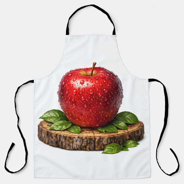 Vibrant Red Dewy Apple Fruit Apron (Front)
