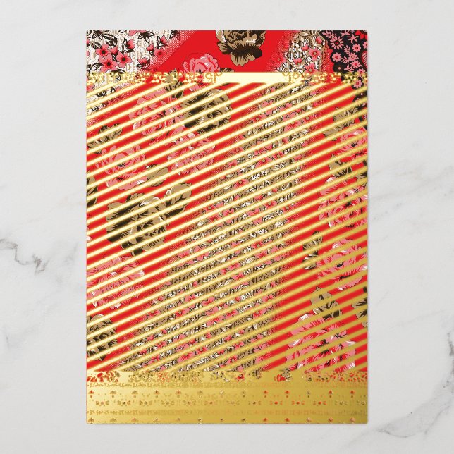 Vibrant red fabric featuring intricate floral and  (Front)
