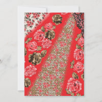 Vibrant red fabric featuring intricate floral and