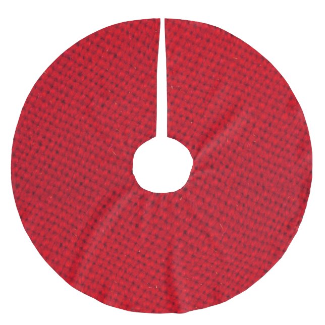 Vibrant Red Fabric Texture Brushed Polyester Tree Skirt (Front)