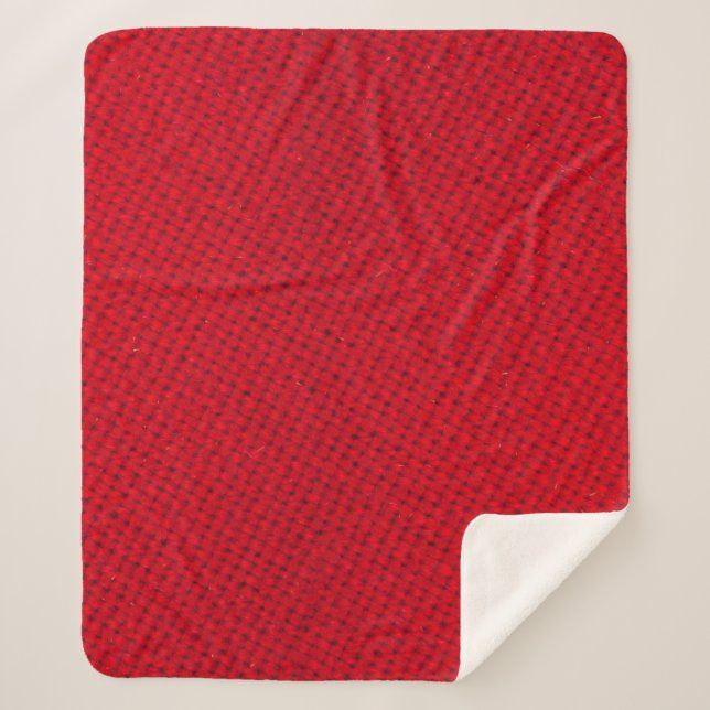 Vibrant Red Fabric Texture Sherpa Blanket (Front)
