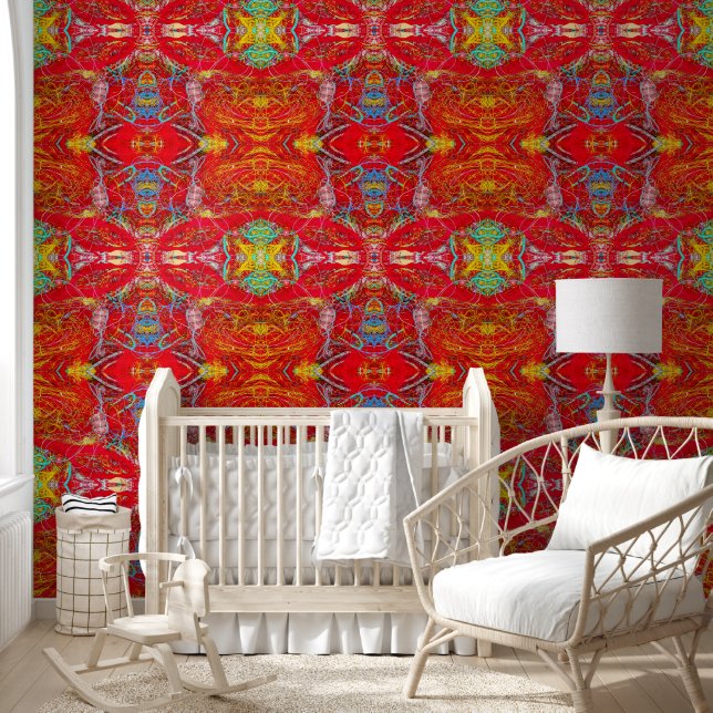 Vibrant red fishing nets L-size pattern Wallpaper (Kids)