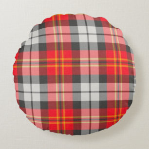 Vibrant Red & Green Tartan Round Cushion - Circ