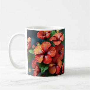 Vibrant Red Hibiscus Flowers-76894 Coffee Mug