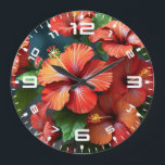 Vibrant Red Hibiscus Flowers-76894 Large Clock<br><div class="desc">Vibrant Red Hibiscus Flowers-76894</div>