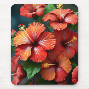 Vibrant Red Hibiscus Flowers-76894 Mouse Pad