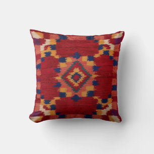 Vibrant Red Kilim Pillows: A Bold Statement  Throw Pillow