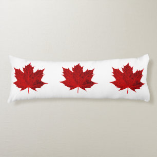Vibrant Red Maple Leaf Body Pillow