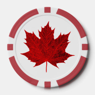Vibrant Red Maple Leaf/CANADA Poker Chips