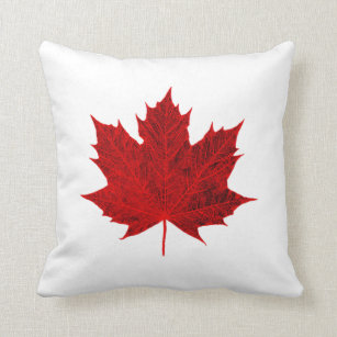 Vibrant Red Maple Leaf Throw Pillow