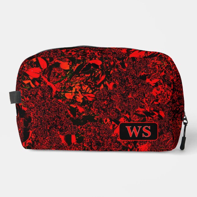 Vibrant Red Monogram Toiletry Bag (Front)