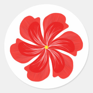 Vibrant Red Petal Bloom - Minimalist Floral Art Classic Round Sticker