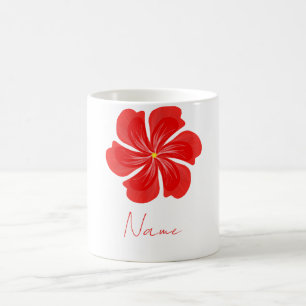 Vibrant Red Petal Bloom - Minimalist Floral Art Coffee Mug