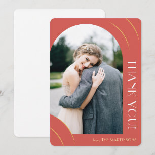 Vibrant Red Photo Wedding Thank You Card