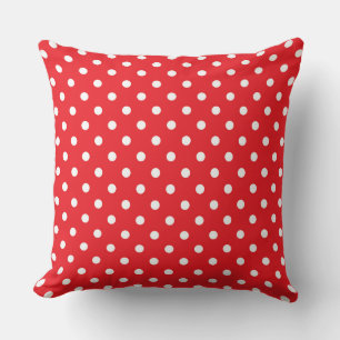 Vibrant Red Polka Dot Pattern Design Throw Pillow