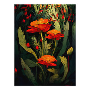 Vibrant Red Poppies in a Summer Flower Field Photo Print