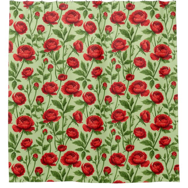 Vibrant Red Ranunculus Floral Pattern (Front)