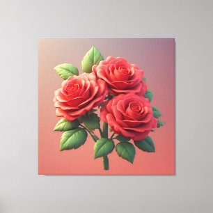 Vibrant Red Rose Bouquet Canvas Print