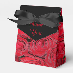 Vibrant Red Roses Favor Box