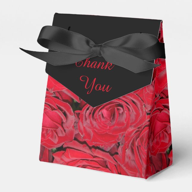 Vibrant Red Roses Favor Box (Front Side)