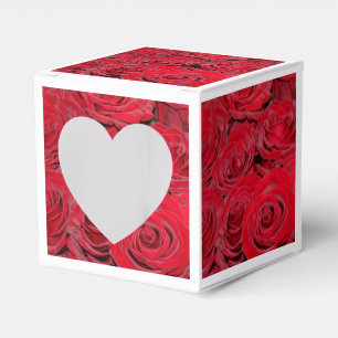 Vibrant Red Roses Favor Box