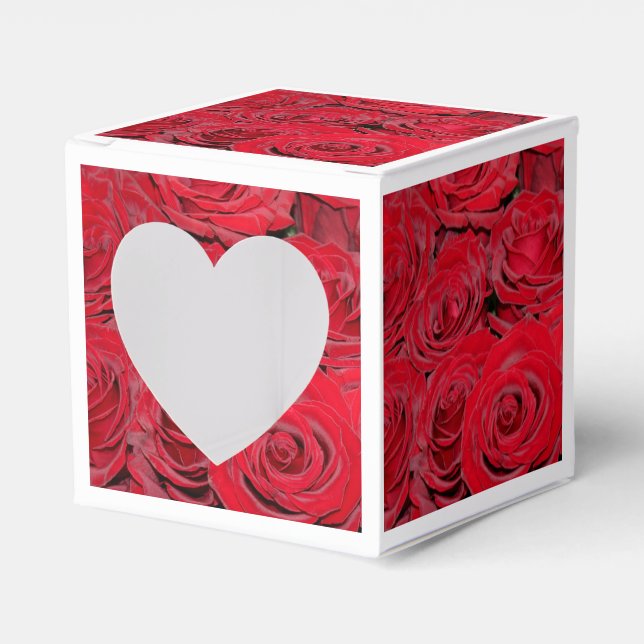 Vibrant Red Roses Favor Box (Front Side)