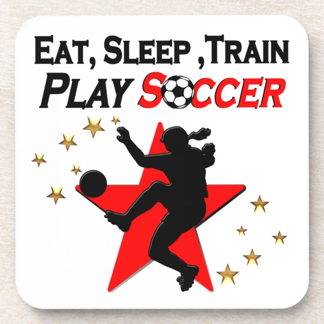 VIBRANT RED SOCCER PLAYER DESIGN COASTER (Front)