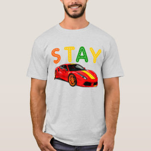 Vibrant Red Sports Car With Yellow Stripes T-Shirt