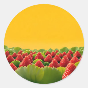 Vibrant Red Strawberry Field Classic Round Sticker