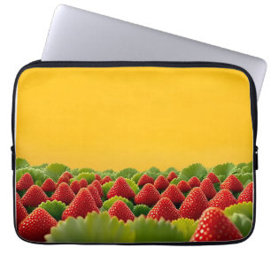 Vibrant Red Strawberry Field Laptop Sleeve
