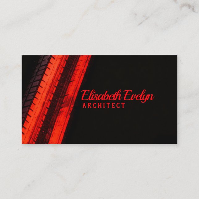 Vibrant Red Trails on Dark Canvas Business Card (Front)