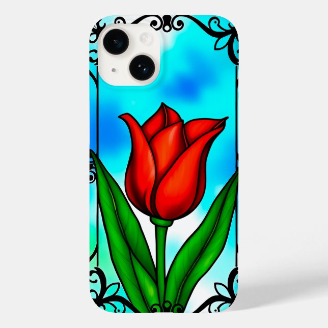 Vibrant Red tulip Case-Mate iPhone Case (Back)